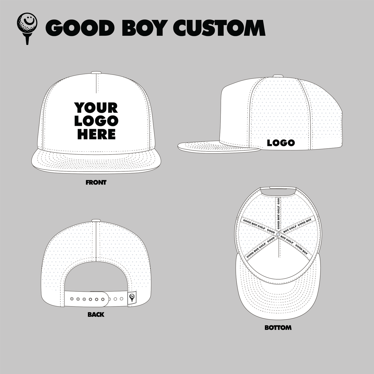 CUSTOM - Blank 5 Panel, water-resistant solid color hat
