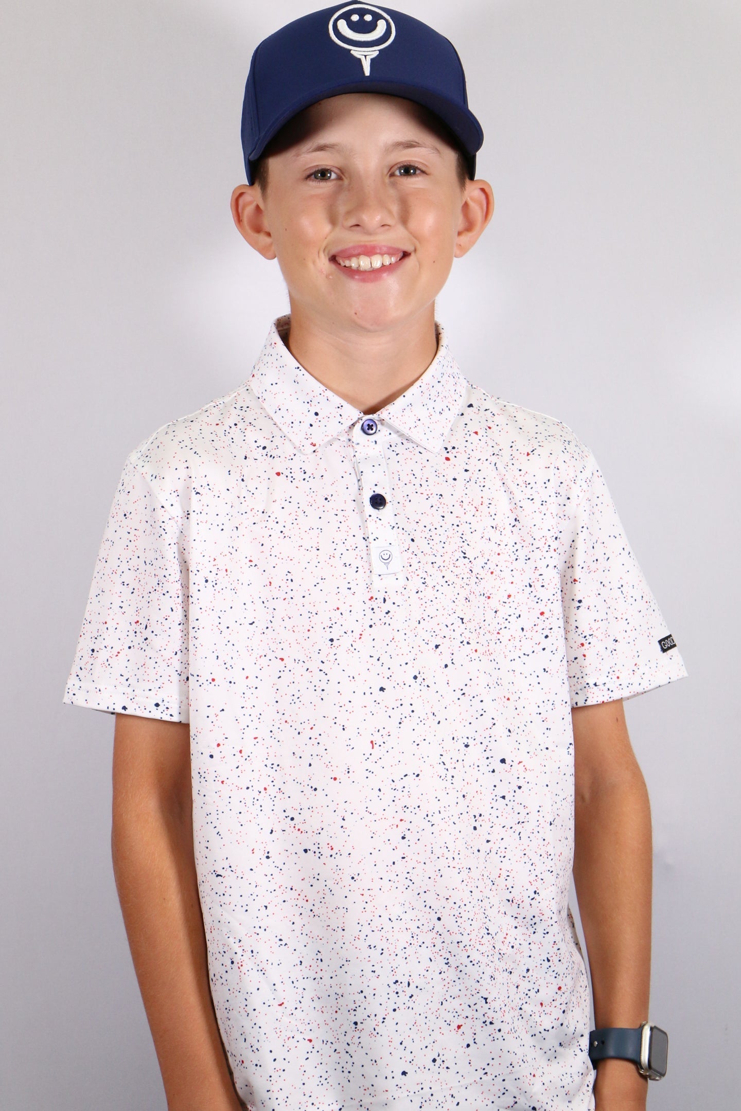 Junior Boys - Red, White & Blue Paint Splatter Polo