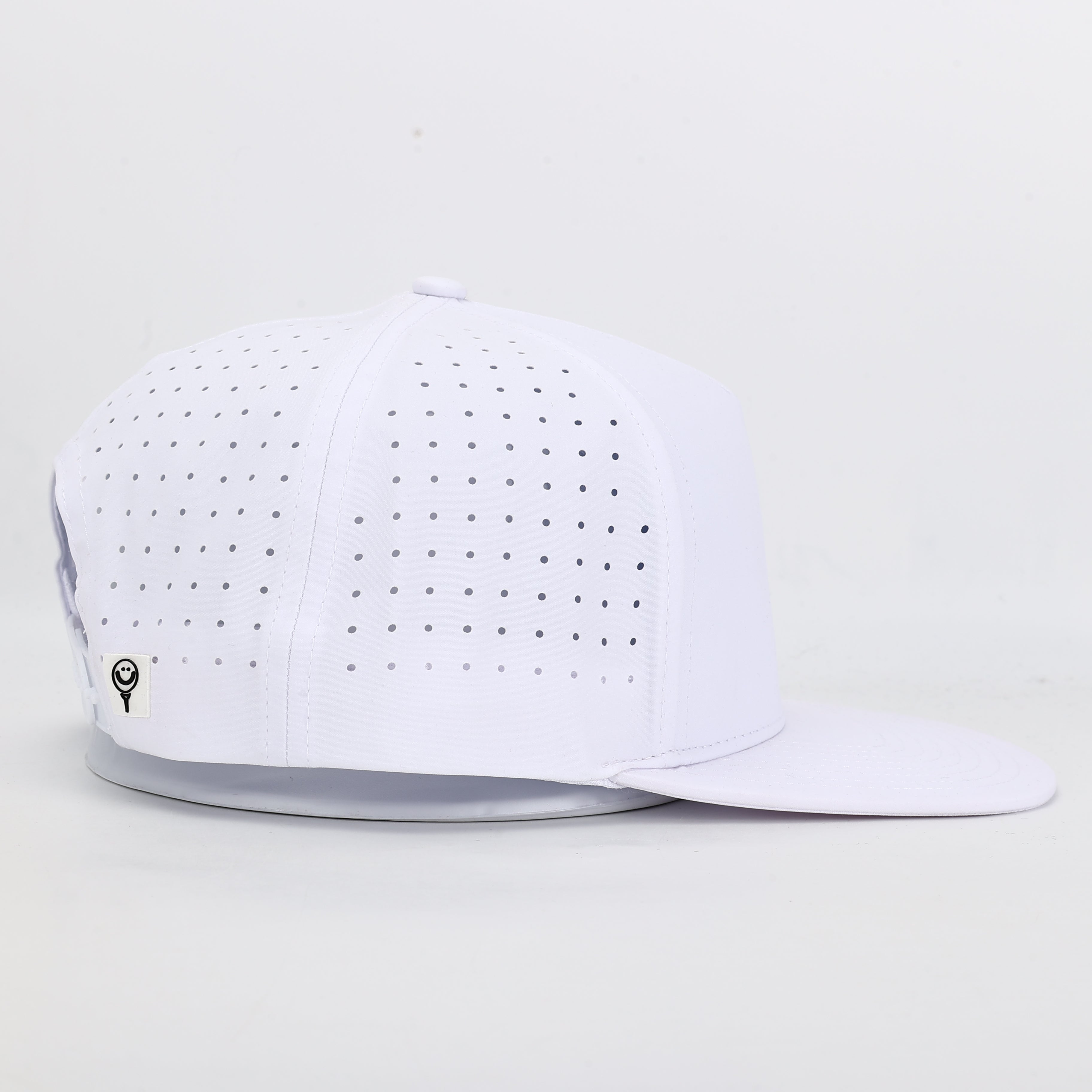 CUSTOM- Solid White Flat Bill 5 Panel Hat