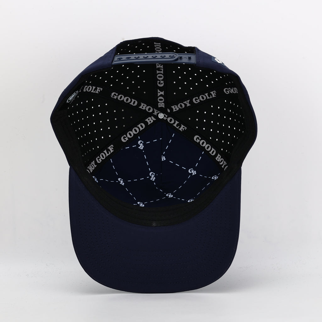 CUSTOM- Solid Navy Flat Bill 5 Panel Hat