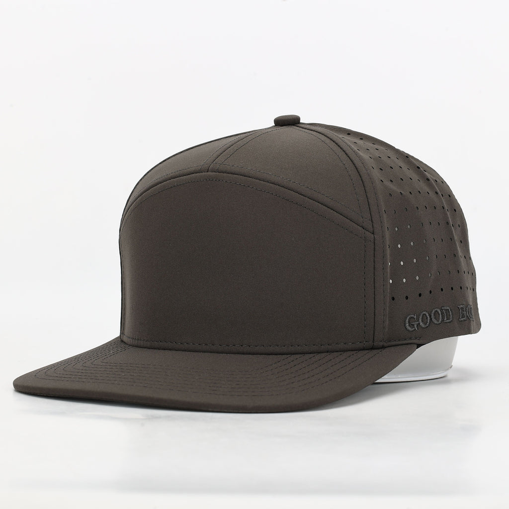CUSTOM- Charcoal 7 Panel Hat w/ Flat Brim