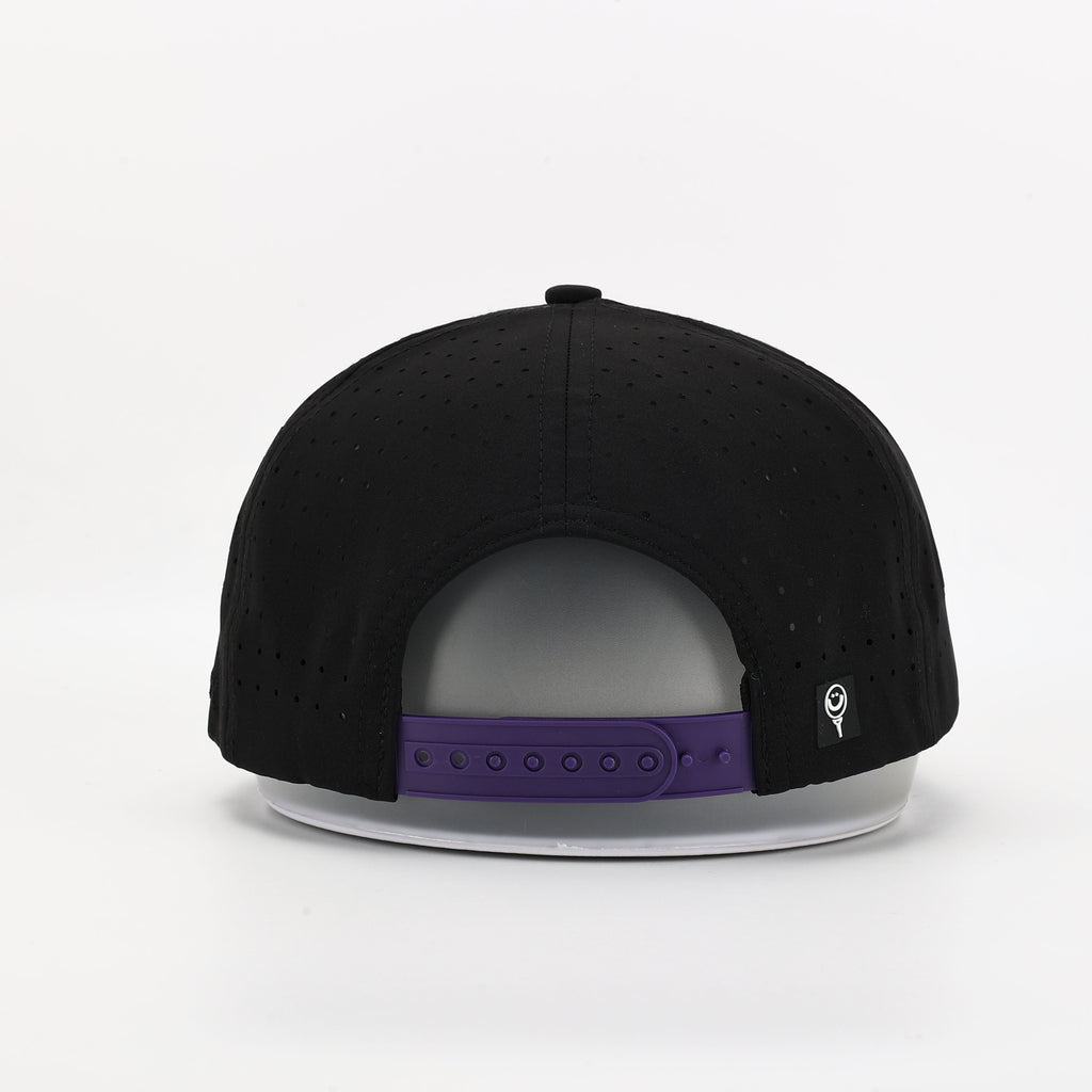 CUSTOM- Black/Purple 5 Panel Hat w/ Purple Rope