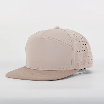 CUSTOM- Khaki 7 Panel Hat w/ Flat Brim