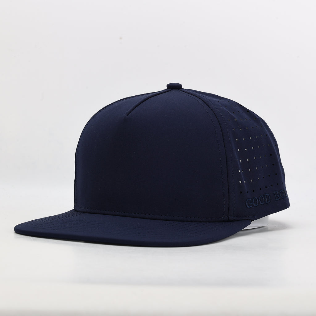 CUSTOM- Solid Navy Flat Bill 5 Panel Hat