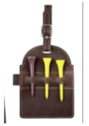 Genuine Leather Bag Tag w/ Tee Holder