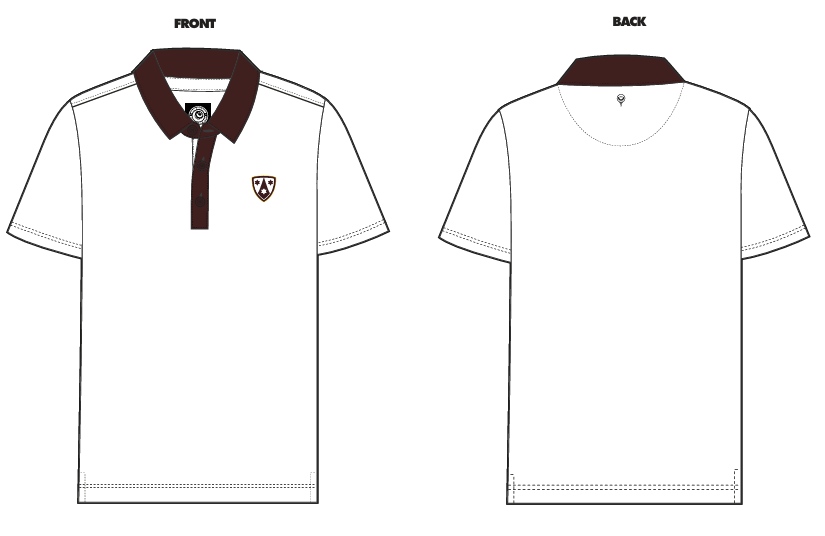 White Perform-ACE Polo w/ Brown Collar