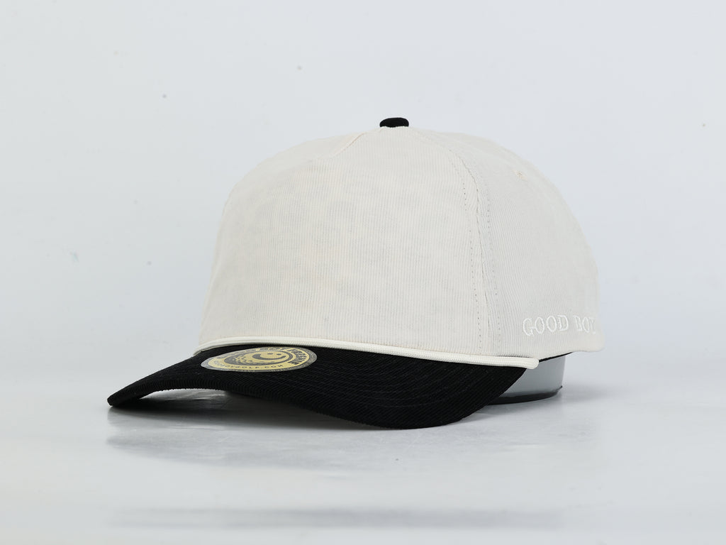 Cream & Black Corduroy Hat