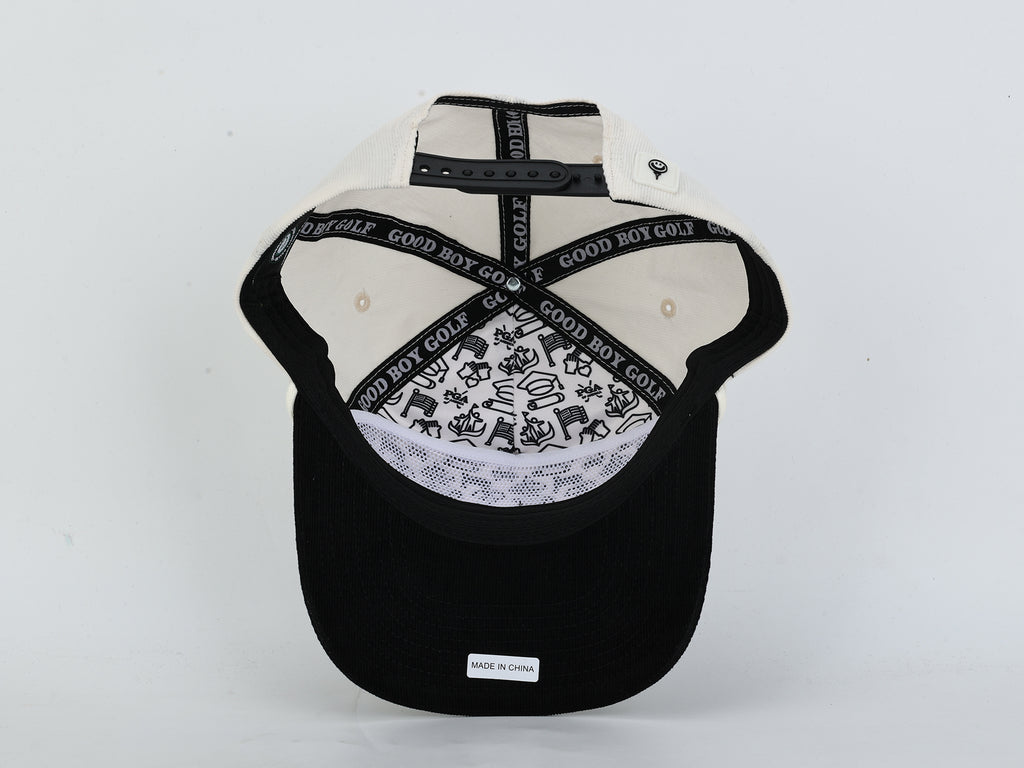 Cream & Black Corduroy Hat