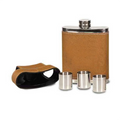 Leather Birdie Flask w/ Shot Glasses