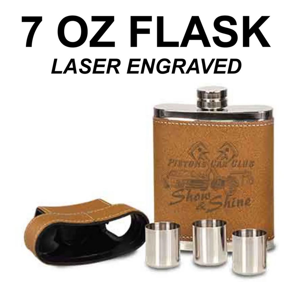 Leather Birdie Flask w/ Shot Glasses