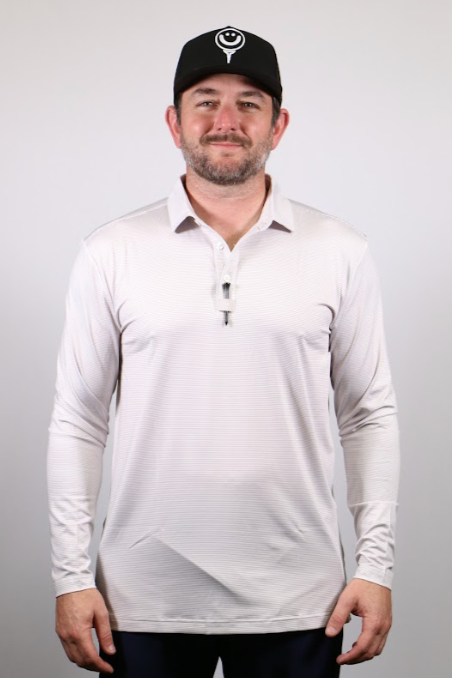 Perform-ACE Gray Pinstripe Long Sleeve Polo
