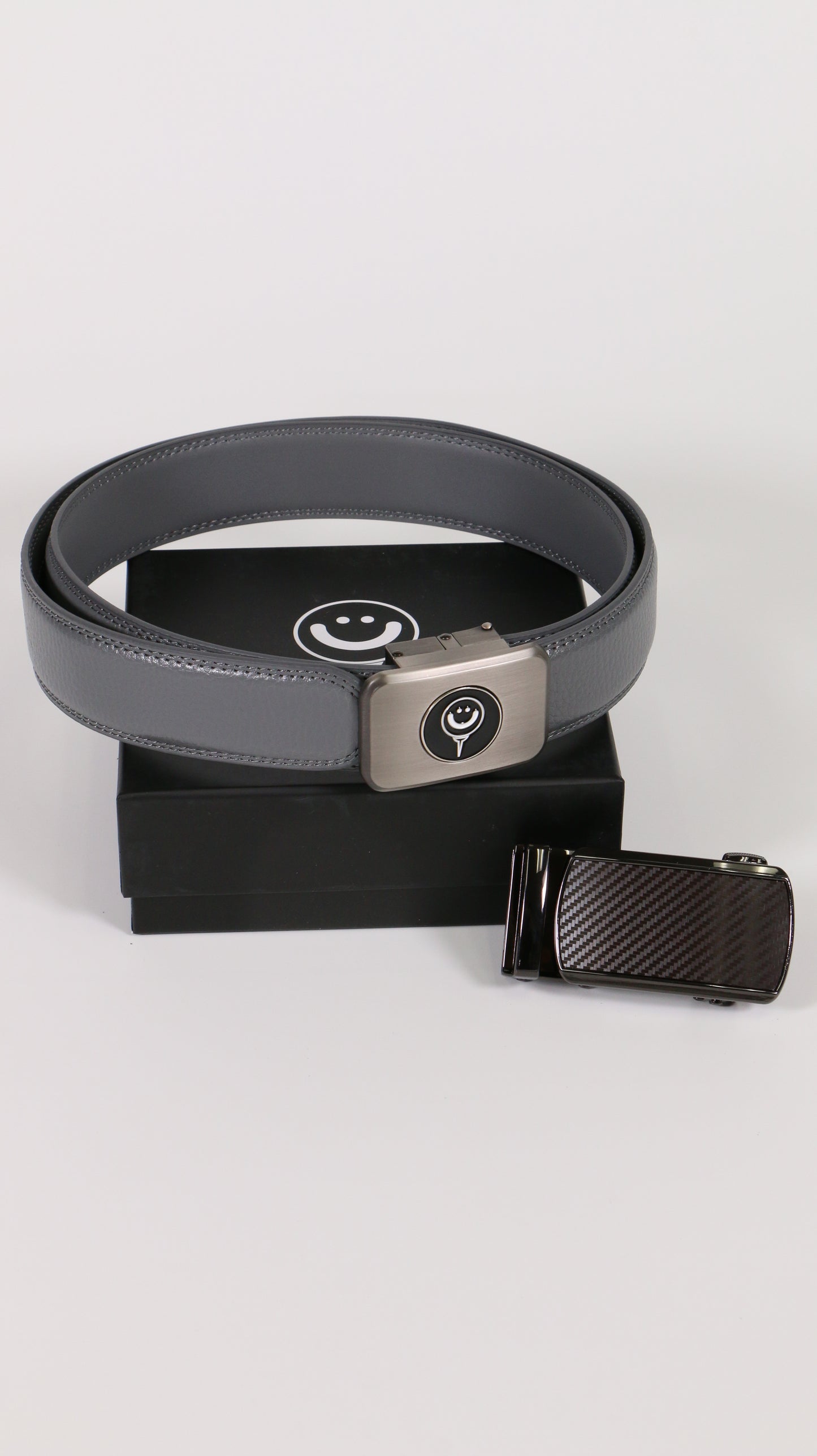 Ratchet Leather Belt with Good Boy Ball Mark & EXTRA Carbon Fiber Buckle