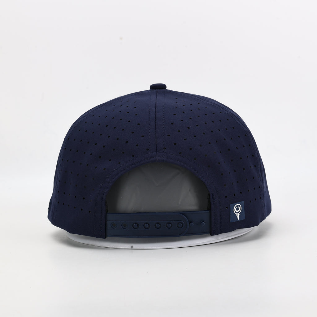 CUSTOM- Solid Navy Flat Bill 5 Panel Hat