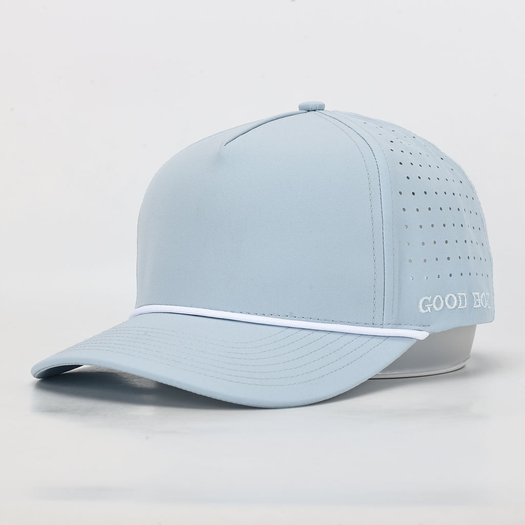 CUSTOM- Light Blue 5 Panel Hat w/ White Rope
