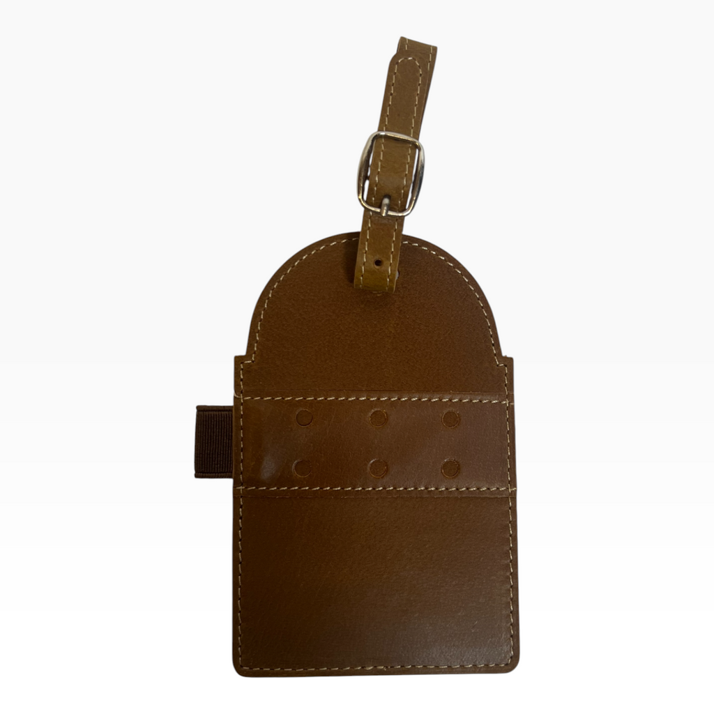 Genuine Leather Bag Tag w/ Tee Holder